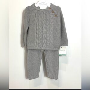 Carter's NWT Gray 2 Piece Baby Organic Sweater and Pant Set Size NEWBORN